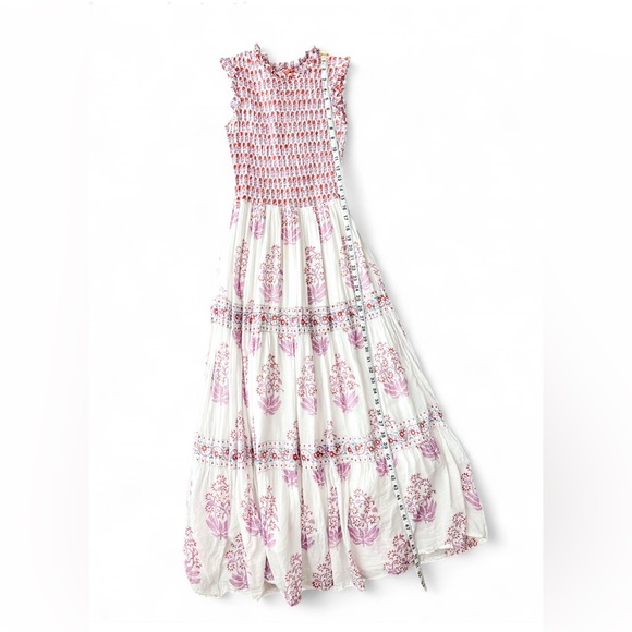 Oliphant Smocked Floral Maxi Cotton Dress Women’s - Size XSmall - Picture 14 of 15